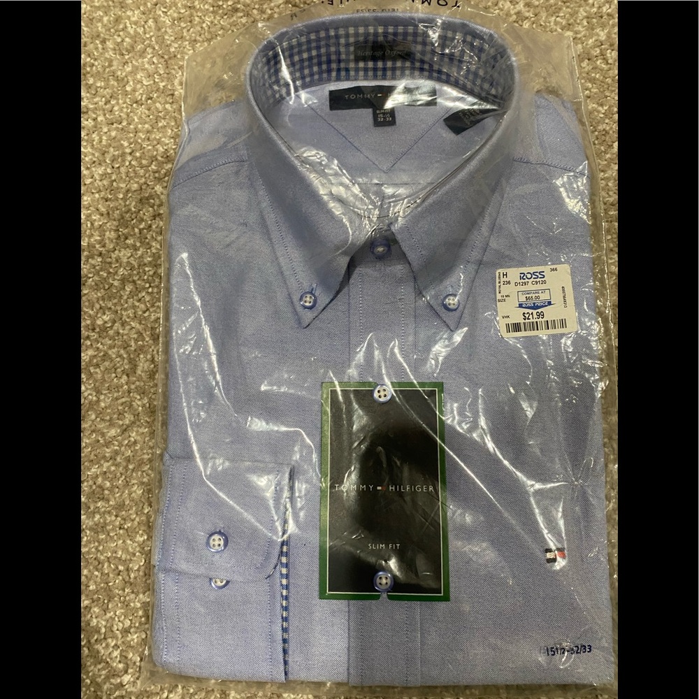 New Tommy Hilfiger Heritage Oxford, Slim Fit, 15 1/2 - 32/33